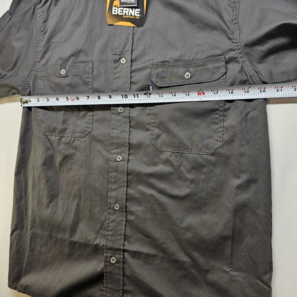 Berne Workwear‎ Men's M Button Down Work Shirt Gray Long Sleeve Utility NEW